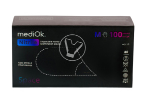 Перчатки ЧЕРНЫЕ нитриловые, неопудренные, размер M, 100шт/уп