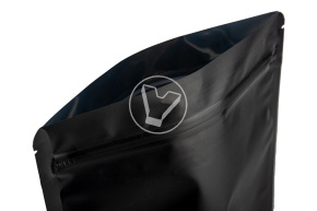 Metallic pouch bag with zip lock, 160*250 mm (45+45), 140 microns, black, matte