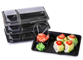 Lid to the bottom for sushi KD-009, transparent, 195*106*40 mm