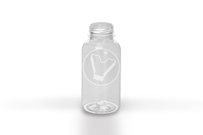 Round bottle with a wide neck, with white lid, 300ml, transparent