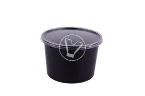 Soup container PL, 500 ml, d 112 mm, with lid, black