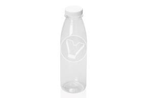 Round bottle with wide neck and white cap 500ml