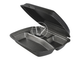 Container (lunch box) 82 LB M (TP B) with three sections and a lid, 247*206*70 mm, black