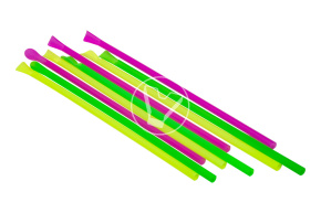 Plastic straws, multicolored, with spoon, diameter 6 mm, length 240 mm