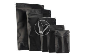 Metallic pouch bag with zip lock, 200*300 mm (45+45), 140 microns, black, matte