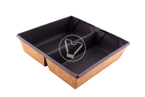 Салатник OneClick, 1200 мл, 2-х секционный, крафт, изнутри черный