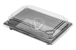 Lid to the bottom for sushi SpK-19, transparent, 188*123*35 mm, Stirolplast