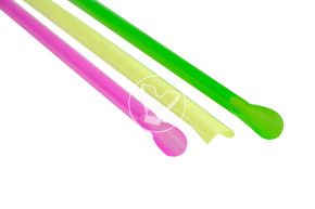 Plastic straws, multicolored, with spoon, diameter 6 mm, length 240 mm