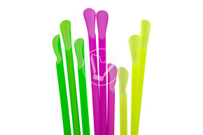 Plastic straws, multicolored, with spoon, diameter 6 mm, length 240 mm