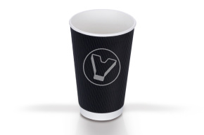 Glass 400 ml, double-layer, corrugated for hot, black