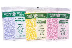 Тряпка универсальная, 38*30 см, 3 шт/уп, Мистер Бульк