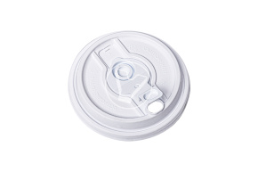 Plastic cup flat lid type B, white, with white plug