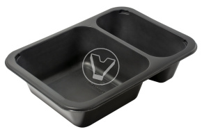 Sealing container with division 70/30, black, 187*137*45 mm, 626 ml