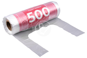 Produce plastic bag with handle, transparent, 100 pcs/pack