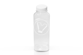 Square bottle with wide neck without lid, 500ml, transparent