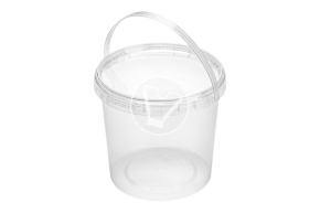 Bucket with handle and lid, 1000 ml, d 131 mm, transparent