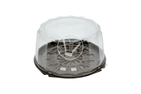 Cake container, brown, T-195, diameter 232 mm