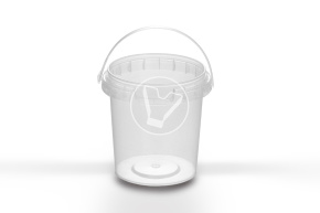 Bucket 155 ml, d 69 mm, with white handle, transparent