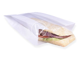 Flat bottom bag, with window, white, 140*60*250 mm