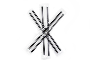 Straws without corrugation, black, in individual polyethylene packaging, d-8, 240mm, 300 pcs/pack