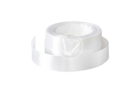 Satin ribbon, white, width 25 mm, 25 m