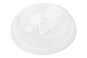 Plastic cup flat lid type E, with drinker, transparent, diameter 90 mm