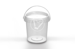 Bucket 155 ml, d 69 mm, with white handle, transparent