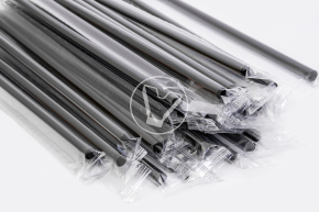Straws without corrugation, black, in individual polyethylene packaging, d-8, 240mm, 300 pcs/pack