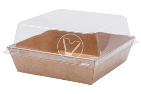 Paper container for sandwich, 100*100*65 mm, with lid, craft