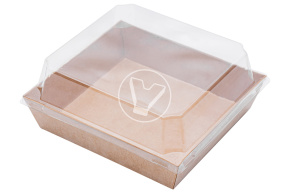 Paper container for sandwich, 120*110*65 mm, with lid, kraft