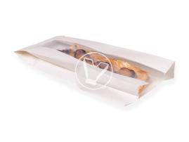 Bag with a flat bottom, with a window, white, 110*40*260 mm