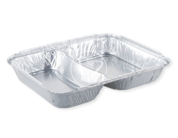 Aluminum container, with 2 sections, 840 ml, 225*170*42 mm, Lamina