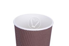 Glass 400 ml, double-layer, corrugated for hot, brown