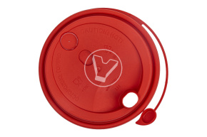 Lid with plug, red matte, d 90 mm