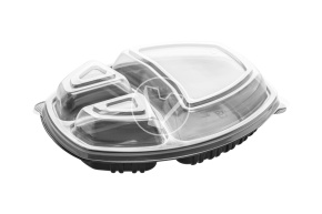 Контейнер дно СпК-257 с тремя секциями, 257*202*37 мм, черный, СтиролПласт