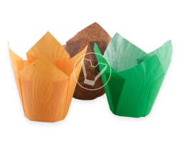 Baking cup "Tulip", brown with gold, d 50 mm, height 80 mm, 1800 pcs/pack