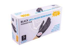 Nitrovinyl non-sterile gloves, black, size S, Wally Plastic