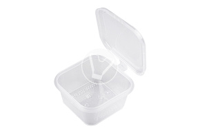 Square gravy boat with combined lid, transparent, 50 ml, 45*45*30 mm