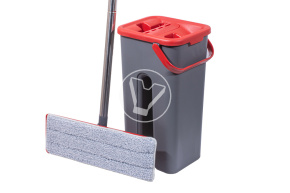 Flat mop with bucket 4 l, 2 compartments