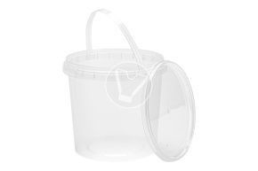 Bucket with handle and lid, 1000 ml, d 131 mm, transparent