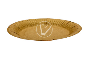 Flat paper plate, with edge, Kraft, diameter 180 mm, Kraft