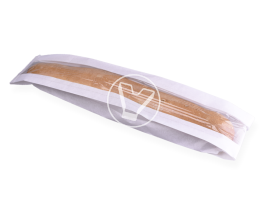 Flat bottom bag, with window, white, 100*50*640 mm