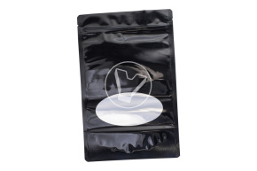 Metallized doypack bag with zip lock, 170*265 mm (45+45), with window, 140 microns, black, matte