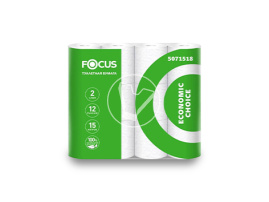 Туалетная бумага Focus, 2 слоя, 15 м, 12 шт/уп