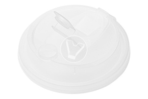 Plastic cup flat lid type E, with drinker, transparent, diameter 90 mm