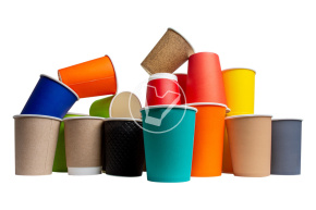 Glass 250 ml, double-layer, corrugated for hot, black