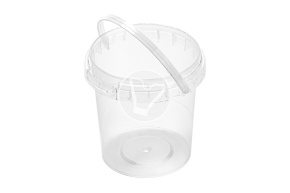 Bucket 155 ml, d 69 mm, with white handle, transparent