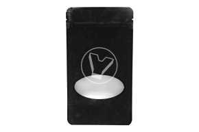 Metallic pouch bag with zip lock, 105*190 mm (35+35), 140 microns, black, matte with window