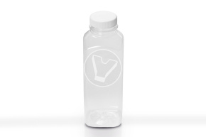 Square bottle with wide neck without lid, 500ml, transparent