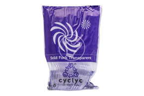 Plastic fork, transparent Cyclic